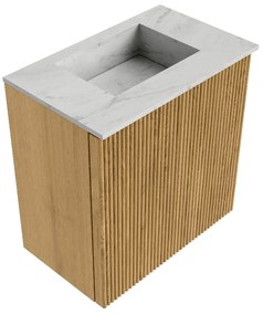 Mondiaz Joya DLux 40cm toiletmeubel oak met wastafel faye midden zonder kraangat opalo