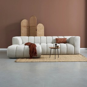 Bank Met Strepen Stiksel Grijsbeige Chaise Longue Links