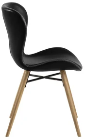 stoel ALTEA eco-leer zwart / poten naturel eik - modern voor woonkamer / eetkamer