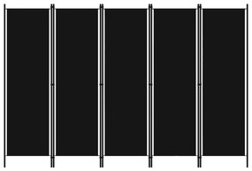 vidaXL Kamerscherm met 5 panelen 250x180 cm zwart