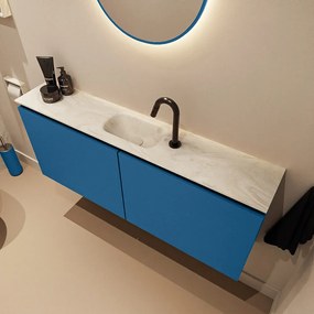 Mondiaz Ture DLux toiletmeubel 120cm jeans met wastafel ostra midden met kraangat