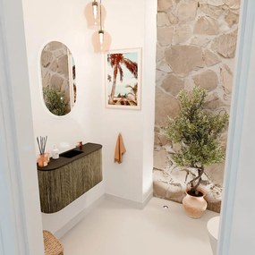 Mondiaz Joya 85cm toiletmeubel ronding links/rechts dusk met wastafel faye midden 1 kraangat urban
