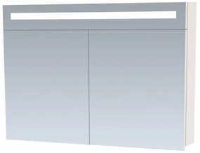 Saniclass 2.0 Spiegelkast - 100x70x15cm - verlichting geintegreerd - 2 links- en rechtsdraaiende spiegeldeuren - MDF - hoogglans wit 7209