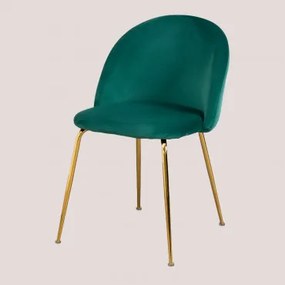 Kana Design Eetkamerstoel In Fluweel Jungle Groen & Goud - Sklum