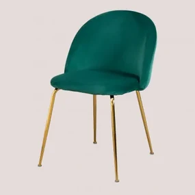 Kana Design Eetkamerstoel In Fluweel Jungle Groen & Goud - Sklum