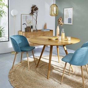 Eettafel, rond, eikenfineer, 4 tot 6 personen, QUILDA