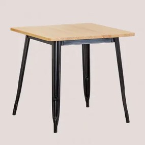 Square Kitchen Table 80x80 Cm In Wood And Steel Lix Natuurlijk Hout - Zwart - Sklum