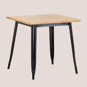 Vierkante eettafel van hout en staal (80x80 cm) LIX Zwart & - Sklum