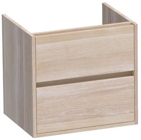 BRAUER Nexxt Wastafelonderkast - 60x46x55cm - 2 greeploze softclose lades - 1 sifonuitsparing - hout - white oak 1071WOG