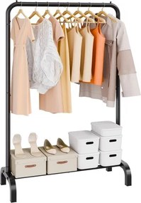 VEVOR Kledingrek Garderobekastrek 1 Kledingstang, Duurzaam Kledingrek Zwart 400 x 1010 x 1510 mm Kledingrek voor Slaapkamer, Wasruimte, Kleedkamer, Entree etc.