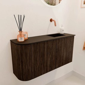 Mondiaz Joya 80cm toiletmeubel ronding links walnut met wastafel faye rechts zonder kraangat urban
