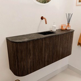 Mondiaz Joya DLux 105cm toiletmeubel ronding links/rechts walnut met wastafel faye midden zonder kraangat lava