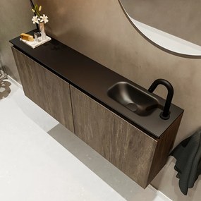 Mondiaz Ture 120cm toiletmeubel dark brown met wastafel urban rechts 1 kraangat