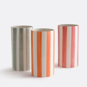 Gestreepte vaas van keramiek, H25 cm, Jaoma