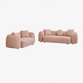 Zitkamer Set Met Modulaire 3-zitsbank En 2-zitsbank In Coco Chenille Chenille Rozenkwarts - Sklum