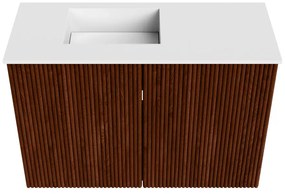 Mondiaz Joya 60cm toiletmeubel ruby met wastafel faye links zonder kraangat talc