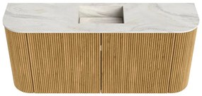 Mondiaz Joya DLux 95cm toiletmeubel ronding links/rechts oak met wastafel faye midden 1 kraangat ostra
