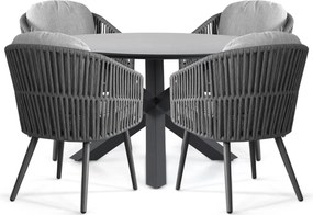 Tuinset Ronde Tuintafel 4 personen 130 cm Rope Grijs Santika Furniture Santika