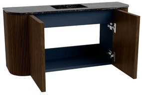 Mondiaz Joya DLux 85cm toiletmeubel ronding links/rechts walnut met wastafel faye midden zonder kraangat lava