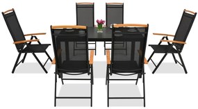 Aluminium tuinmeubelen polywood Verona Wood voor 6 personen Garden Point zwart