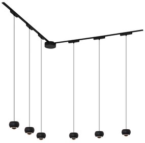 Modern railsysteem met 6 hanglampen zwart 1-fase - Magnetic Lance