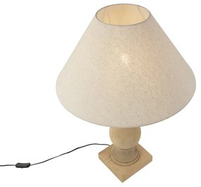 Landelijke tafellamp met linnen kap beige 50 cm - Catnip Landelijk E27 cilinder / rond rond Binnenverlichting Lamp