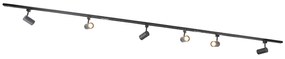 Smart railsysteem met 6 Spot / Opbouwspot / Plafondspots zwart 1-fase 300cm - Iconic Jeana Modern GU10 rond Binnenverlichting Lamp