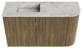 Mondiaz Joya DLux 70cm toiletmeubel ronding rechts dusk met wastafel faye links 1 kraangat glace
