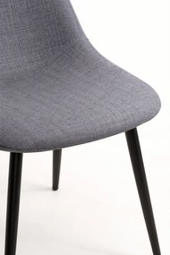 Set 4 Teok Black Stoffen Stoelen