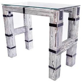 CHYRKA® Eettafel woonkamer tafel DROHOBYCZ kruk loft vintage bar industrieel design handgemaakt hout glas metaal