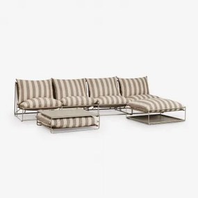 Amaro Tuinset Met 4-delige Modulaire Bank, Bijzettafel En Omvormbare Voetenbank Tapioca Beige - Bruin - Mokka - Sklum