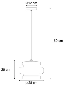 Retro hanglamp zwart met oranje glas - Denise Retro E27 rond Binnenverlichting Lamp