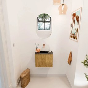 Mondiaz Joya DLux 50cm toiletmeubel oak met wastafel faye midden zonder kraangat lava