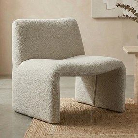 Gebogen Fauteuil Beige Stof