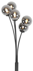 Moderne vloerlamp zwart 5-lichts met smoke glas - Athens Landelijk G9 Binnenverlichting Lamp