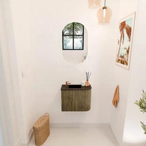 Mondiaz Joya 50cm toiletmeubel ronding rechts dusk met wastafel faye links 1 kraangat urban