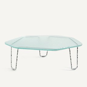 Salontafel van glas en ijzer, H33 cm, Oasis