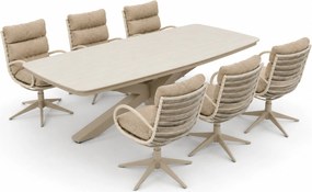 Tuinset 6 personen 220 cm Wicker Taupe Apple Bee Camp