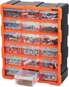 VEVOR Opbergdoos voor kleine onderdelen met 18 lades, PP-assortimentsdoos voor wandmontage, draagvermogen van 10 kg, dubbel vergrendelbare sorteerdoos, opbergdoos voor ijzerwaren, schroeven en kleine onderdelen