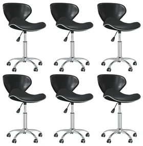 vidaXL Eetkamerstoelen draaibaar 6 st kunstleer zwart