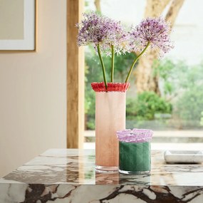 Met de hand gesneden glazen vaas H26,5 cm, Eloria