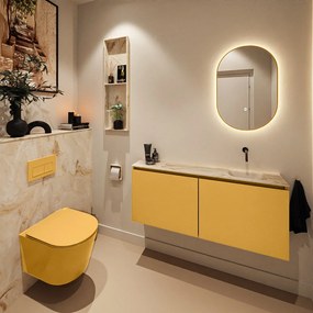 Mondiaz Ture DLux toiletmeubel 120cm ocher met wastafel frappe rechts zonder kraangat