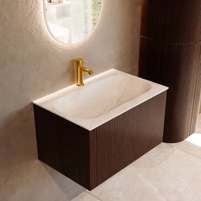 Mondiaz Kurve-dlux 70cm badmeubel ruby met 1 lade en wastafel big small midden 1 kraangat ostra