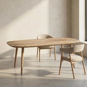 Eettafel Teak Met Afgeronde Hoeken 220 Cm - 220 X 100cm.