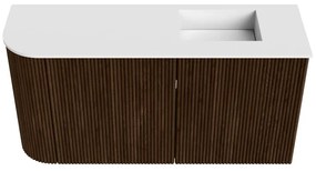 Mondiaz Joya 80cm toiletmeubel ronding links walnut met wastafel faye rechts zonder kraangat talc