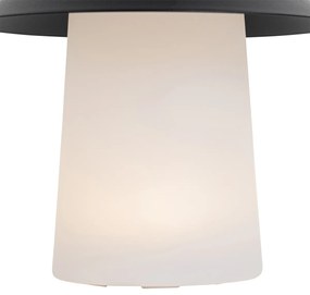 Set van 2 tafellampen mushroom zwart incl. LED oplaadbaar - Ivan