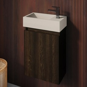 Fontana Crest toiletmeubel kasteel bruin 40x22cm met beige fontein rechts