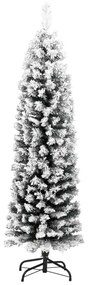vidaXL Kunstkerstboom met sneeuwvlokken smal 120 cm PVC groen