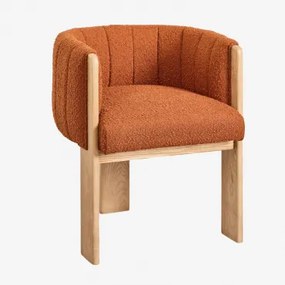 Fauteuil Van Essenhout En Bouclé Stof Leo Boucle Rode Dakpan - Sklum