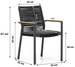 Tuinset Ronde Tuintafel 160 cm Aluminium/rope Grijs 6 personen Santika Furniture Santika